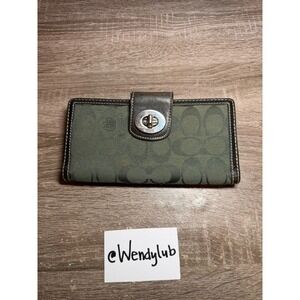 Coach Wallet Signature Monogram Turnlock Olive Green US Women's OS